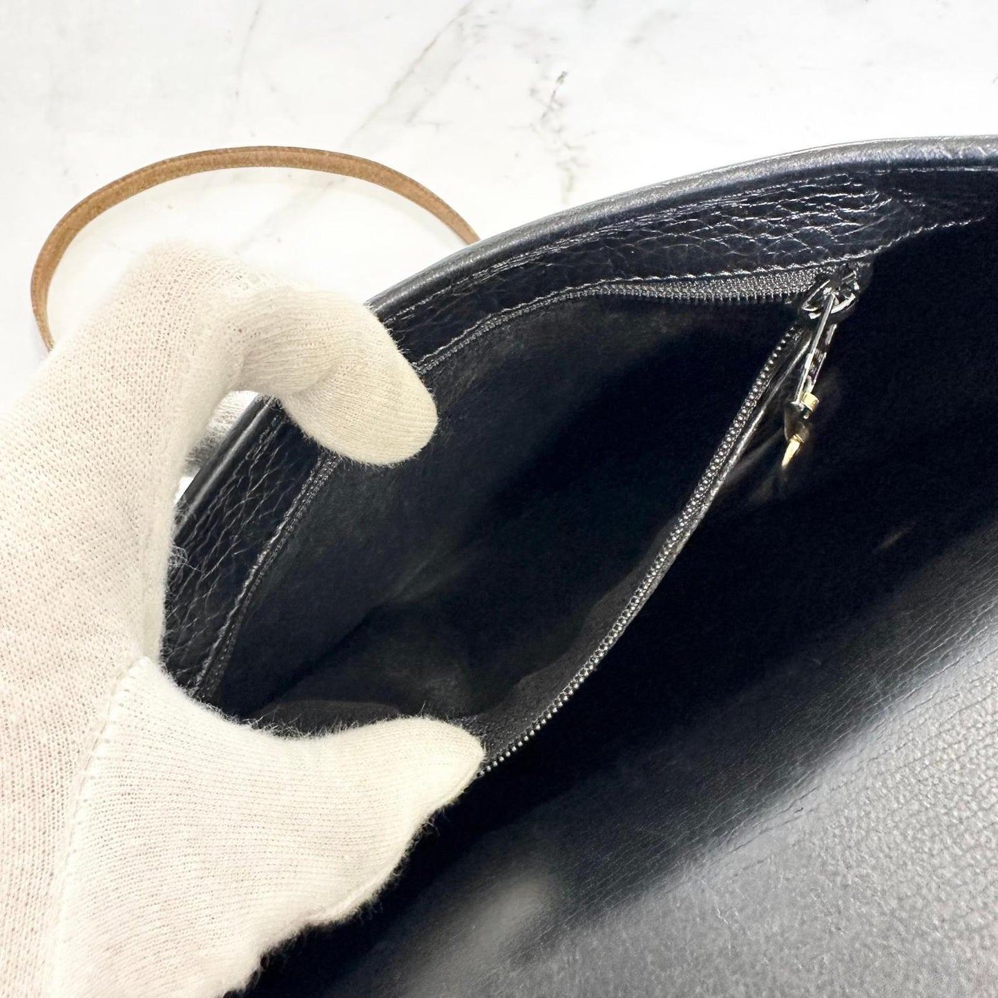 Christian Dior Shoulder Bag Purse CD Women’s Black Beige Leather Used Vintage