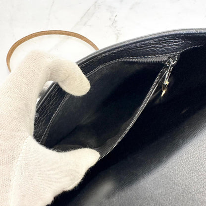 Christian Dior Shoulder Bag Purse CD Women’s Black Beige Leather Used Vintage