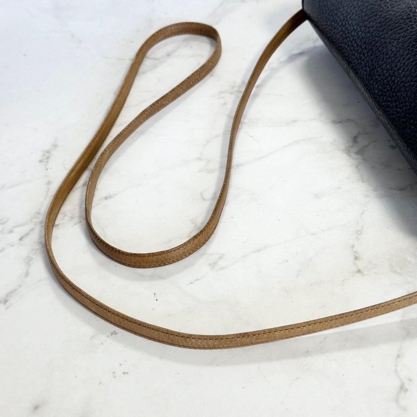 Christian Dior Shoulder Bag Purse CD Women’s Black Beige Leather Used Vintage