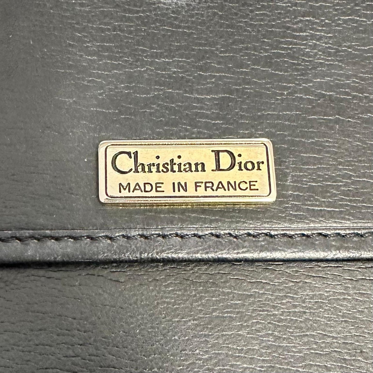 Christian Dior Shoulder Bag Purse CD Women’s Black Beige Leather Used Vintage