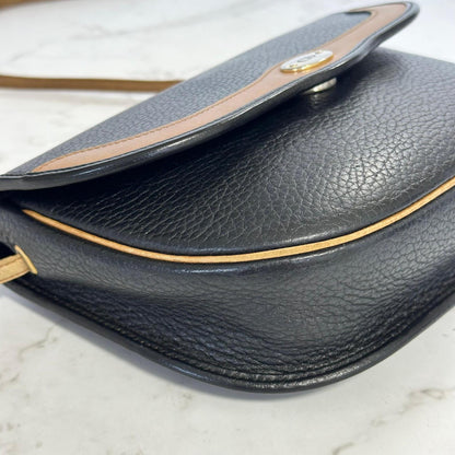 Christian Dior Shoulder Bag Purse CD Women’s Black Beige Leather Used Vintage