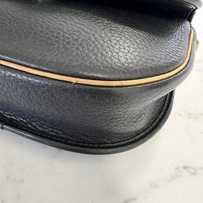 Christian Dior Shoulder Bag Purse CD Women’s Black Beige Leather Used Vintage