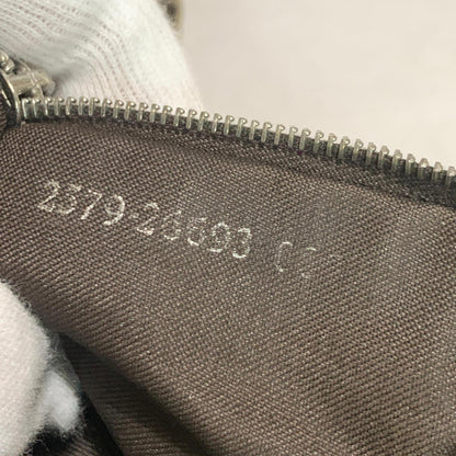 FENDI Handbag Tote Bag FF Purse Corduroy Beige Brown Silver Women's Used Auth
