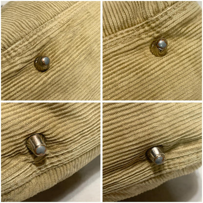 FENDI Handbag Tote Bag FF Purse Corduroy Beige Brown Silver Women's Used Auth