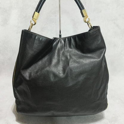 Saint Laurent Bag YSL Cassandra Hand Tote Purse Leather Black Gold  Authentic