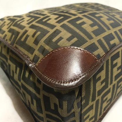 FENDI Bag FF Zucca Hand Tote Purse Canvas Brown Silver Used Women's Authentic