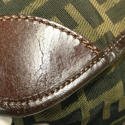FENDI Bag FF Zucca Hand Tote Purse Canvas Brown Silver Used Women's Authentic