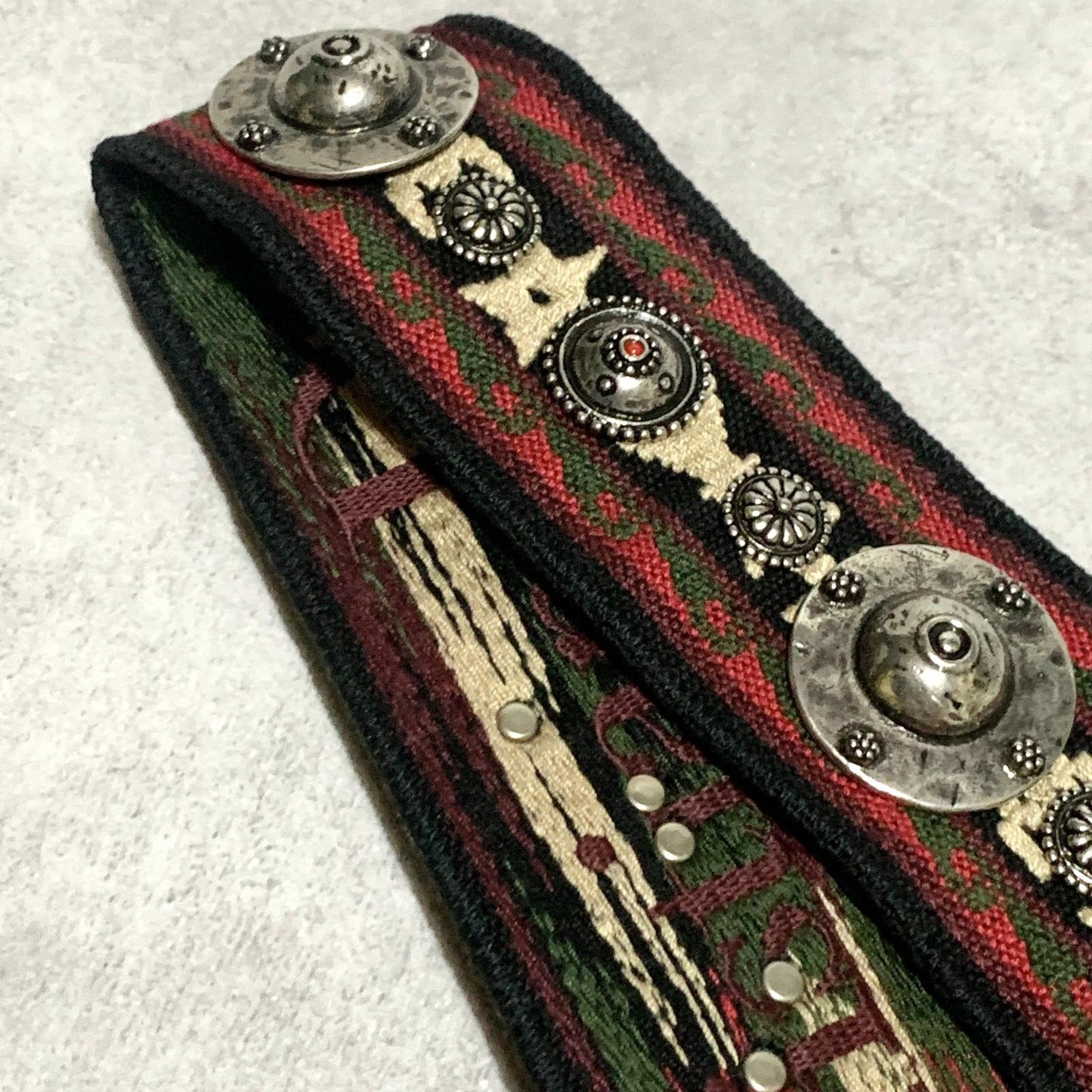 Christian Dior Shoulder Strap Embroidery Studs Logo Adjustable Canvas Red Silver