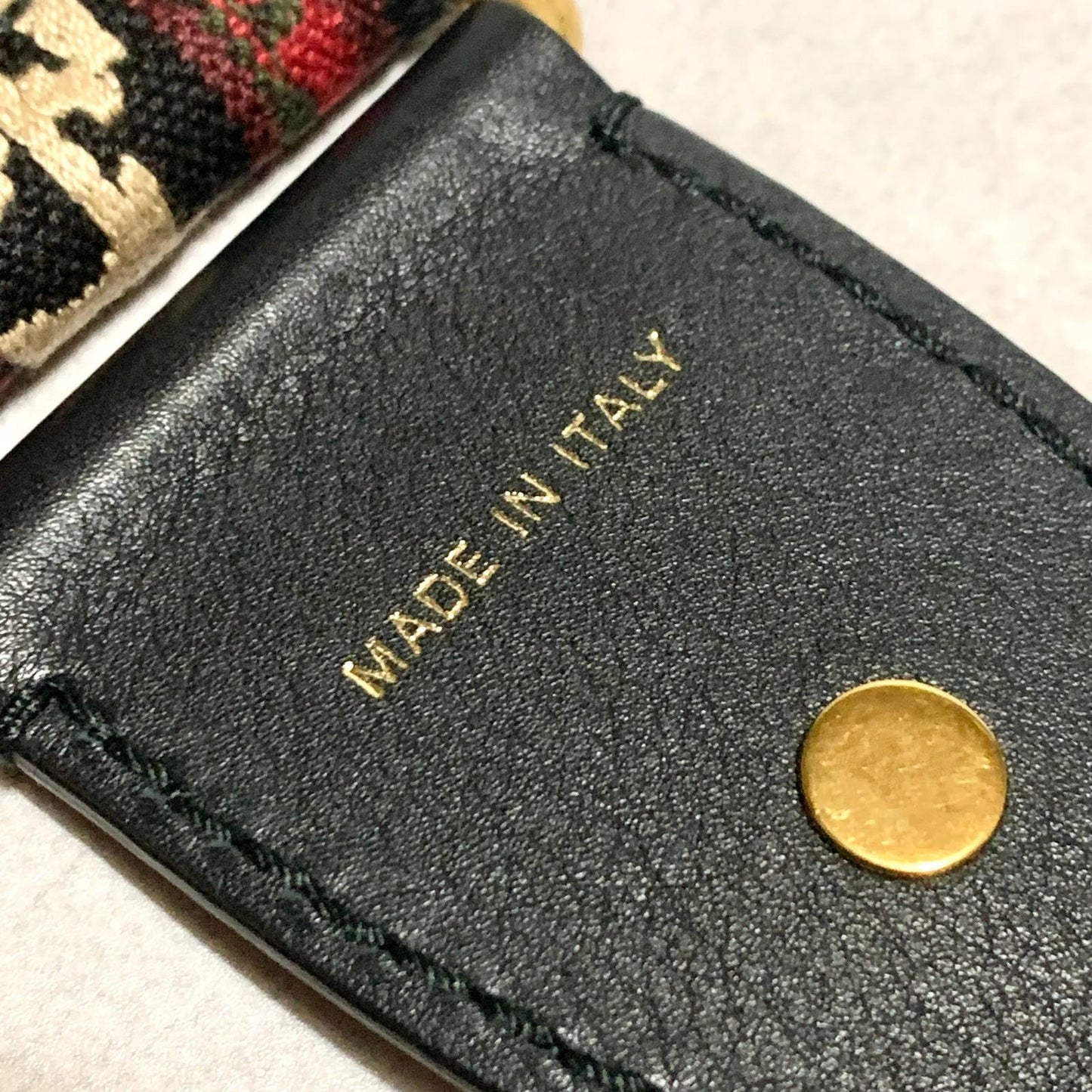 Christian Dior Shoulder Strap Embroidery Studs Logo Adjustable Canvas Red Silver