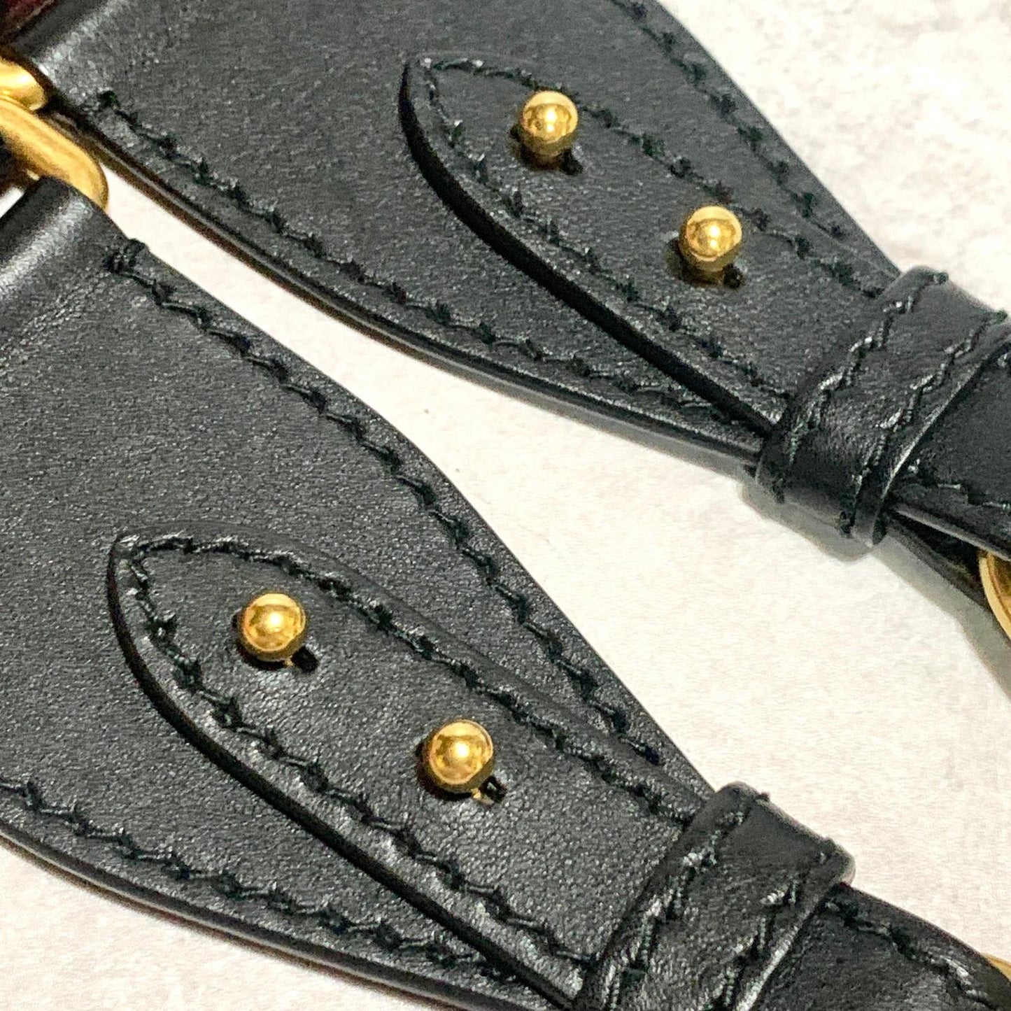 Christian Dior Shoulder Strap Embroidery Studs Logo Adjustable Canvas Red Silver
