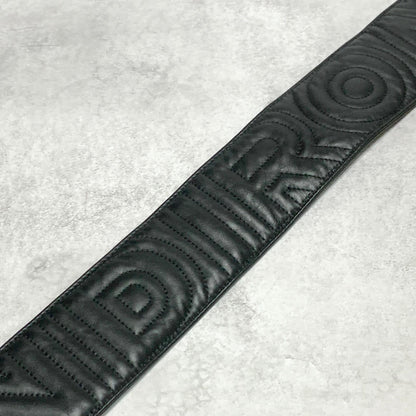 FENDI Strap you Shoulder Strap Stitch Logo Quilted Leather Black Silver Auth