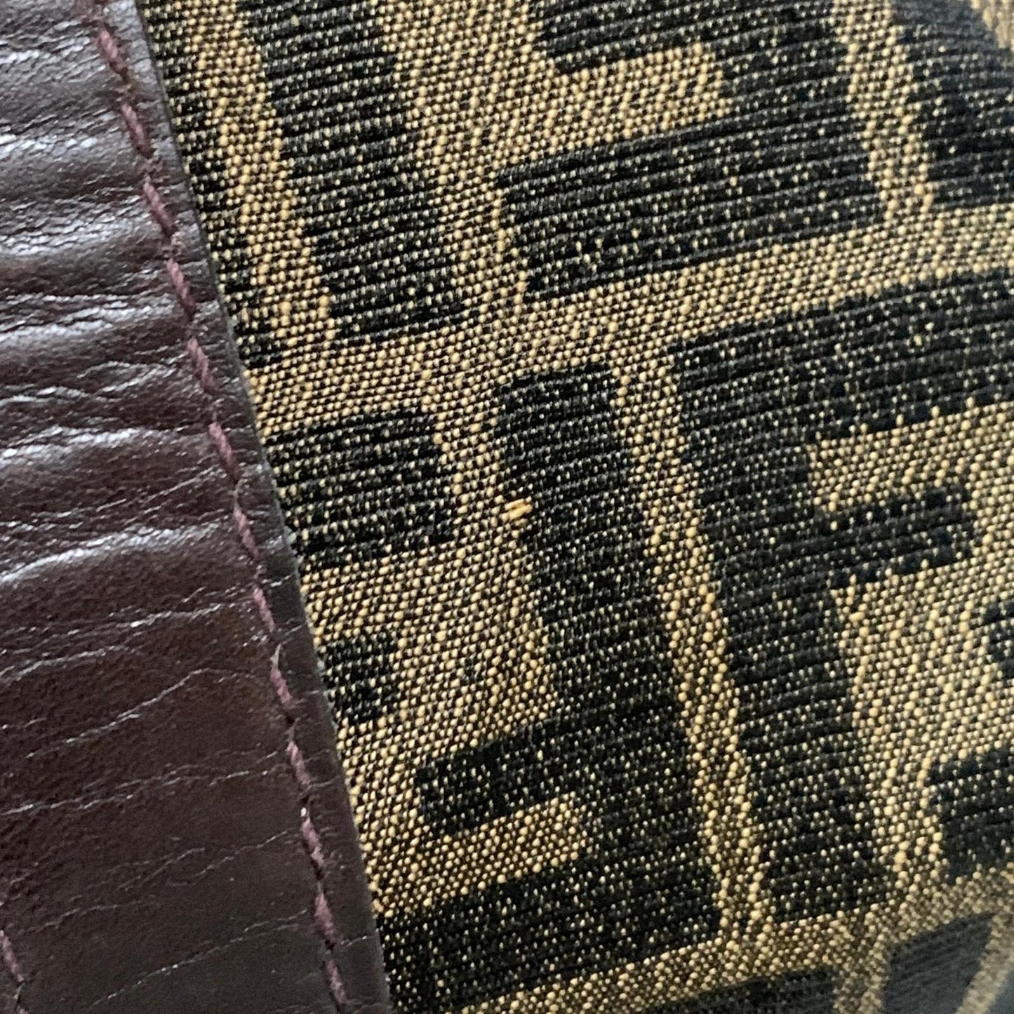 FENDI Boston Bag Zucca Canvas FF Handbag Tote Purse Brown Used Authentic Unisex