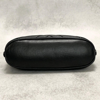 GUCCI Cosmetic Pouch GG Marmont Quilted Purse Leather Black Used Women's