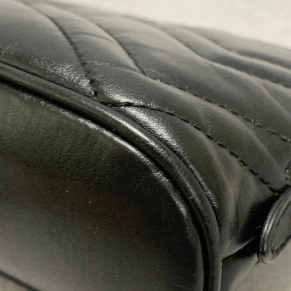 GUCCI Cosmetic Pouch GG Marmont Quilted Purse Leather Black Used Women's