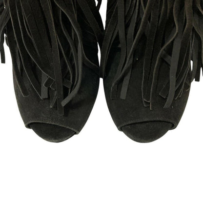 GUCCI Short Boots Shoes EU 38 US 8 Suede Leather Black Authentic