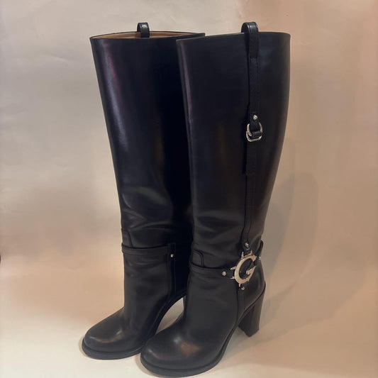 GUCCI Long Boots Shoes EU 35.5 US 5.5 Leather Black Authentic