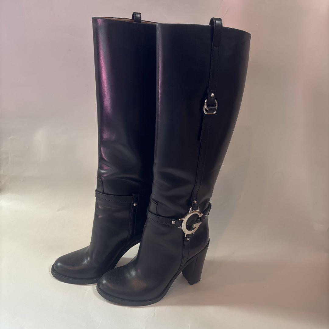 GUCCI Long Boots Shoes EU 35.5 US 5.5 Leather Black Authentic
