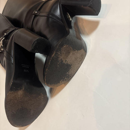 GUCCI Long Boots Shoes EU 35.5 US 5.5 Leather Black Authentic