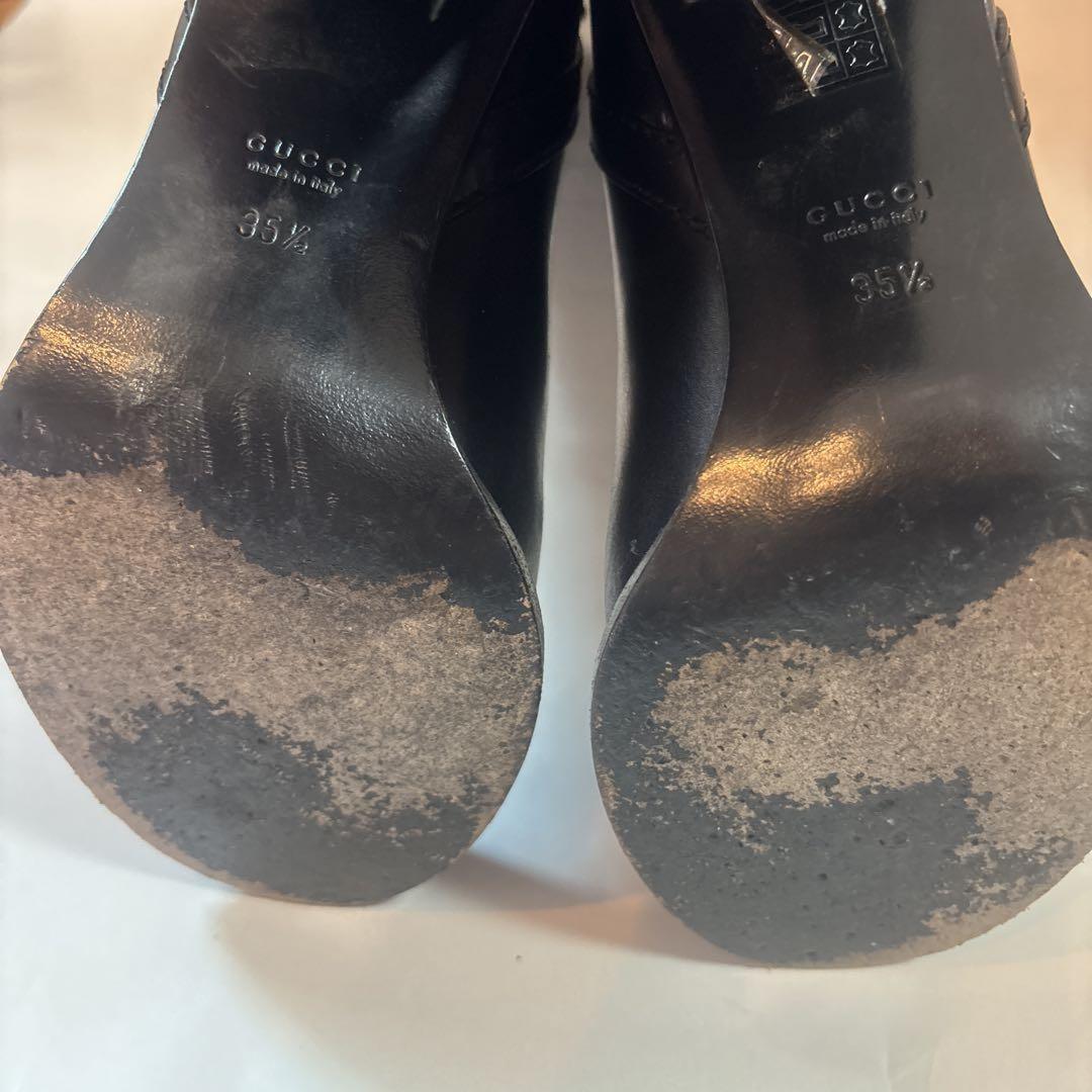 GUCCI Long Boots Shoes EU 35.5 US 5.5 Leather Black Authentic