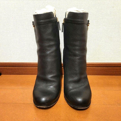 GUCCI Short Boots Shoes EU 39 US 9 Leather Black Authentic