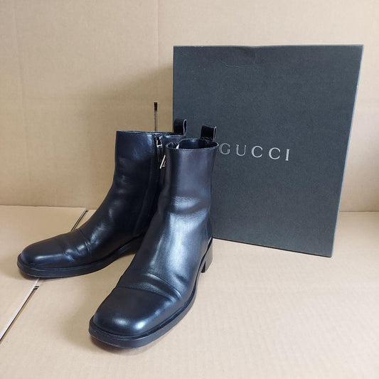GUCCI Short Boots Shoes EU 37.5 US 7.5 Black Authentic