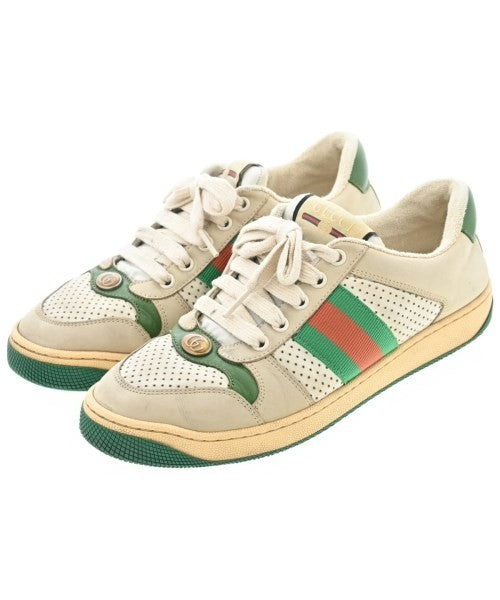 GUCCI Sneakers Shoes Low-Cut EU 37 US 7 White Beige Green Authentic