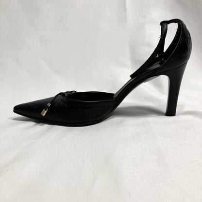 GUCCI Shoes Pumps Heel GG EU 37.5 US 7.5 Leather Black Authentic