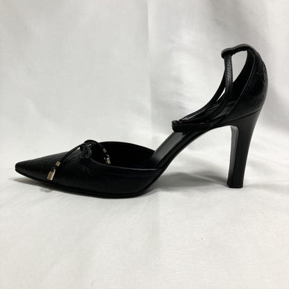 GUCCI Shoes Pumps Heel GG EU 37.5 US 7.5 Leather Black Authentic