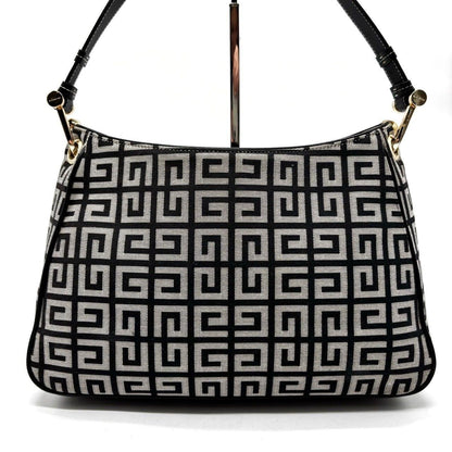 GIVENCHY Hand Bag Tote Purse 4G Canvas Leather Beige Black Authentic