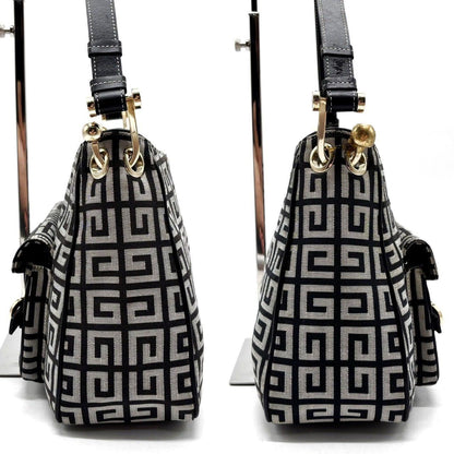 GIVENCHY Hand Bag Tote Purse 4G Canvas Leather Beige Black Authentic