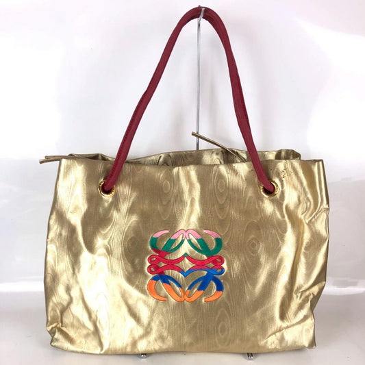LOEWE Hand Bag Tote Purse Anagram Gold Authentic