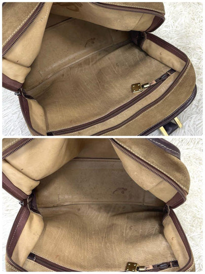 LOEWE Hand Bag Tote Purse Anagram Suede Leather Light Brown Authentic