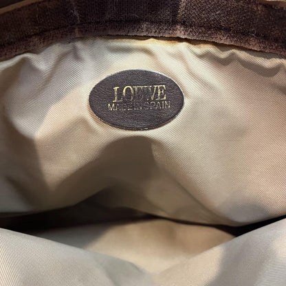 LOEWE Clutch Bag Second Bag Anagram Suede Leather Brown Authentic