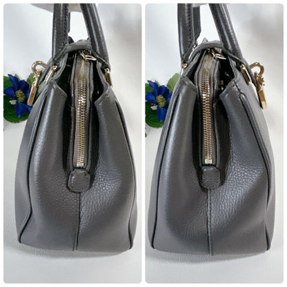 Dolce & Gabbana Hand Bag Tote Purse Leather Gray Authentic