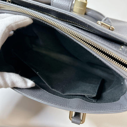 Dolce & Gabbana Hand Bag Tote Purse Leather Gray Authentic