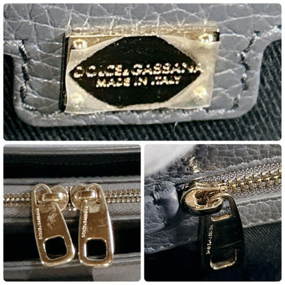 Dolce & Gabbana Hand Bag Tote Purse Leather Gray Authentic