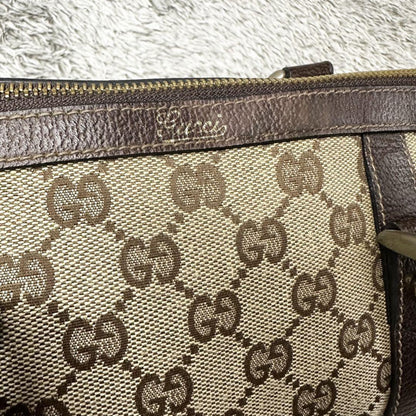 GUCCI Mini Boston Bag Hand Tote Purse GG Canvas Leather Brown Beige Authentic