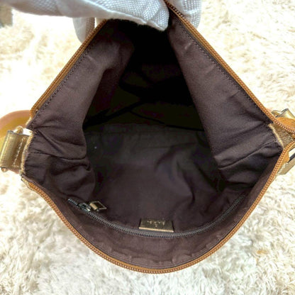 GUCCI Shoulder Bag Purse GG Canvas Leather Beige Gold Authentic