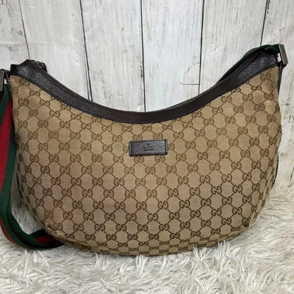 GUCCI Shoulder Bag Purse Sherry Line GG Canvas Brown Authentic