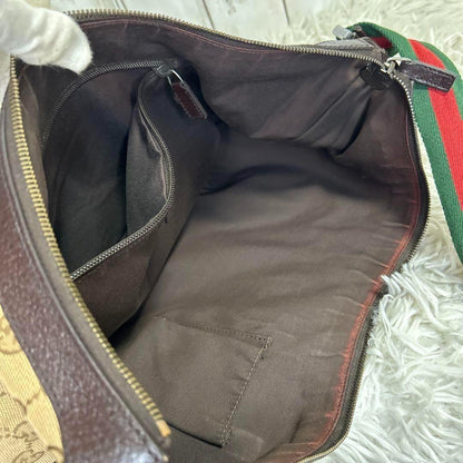 GUCCI Shoulder Bag Purse Sherry Line GG Canvas Brown Authentic