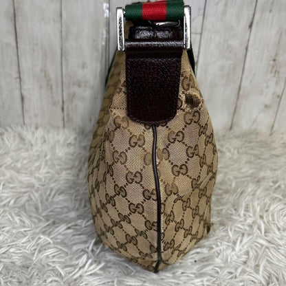 GUCCI Shoulder Bag Purse Sherry Line GG Canvas Brown Authentic