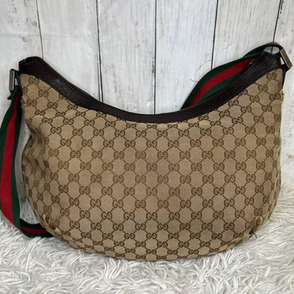 GUCCI Shoulder Bag Purse Sherry Line GG Canvas Brown Authentic