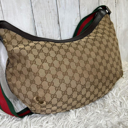 GUCCI Shoulder Bag Purse Sherry Line GG Canvas Brown Authentic