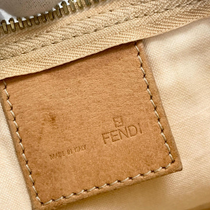 FENDI Handbag Shoulder Bag Zucchino Accessory Pouch FF Purse Canvas Leather Auth