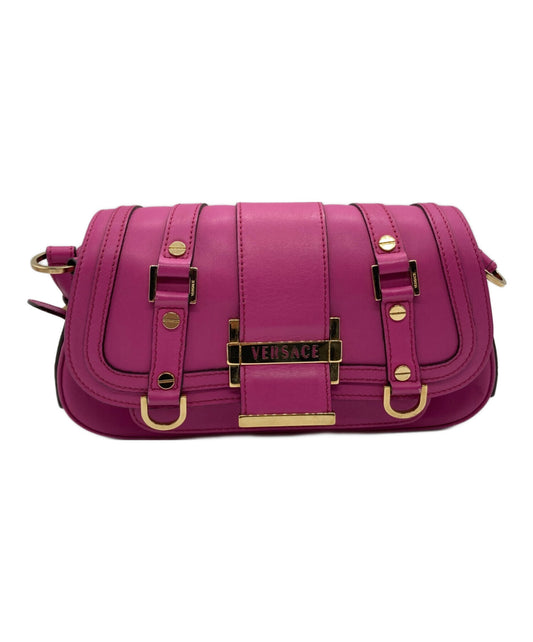 VERSACE Shoulder Bag Purse Leather Shocking Pink Authentic