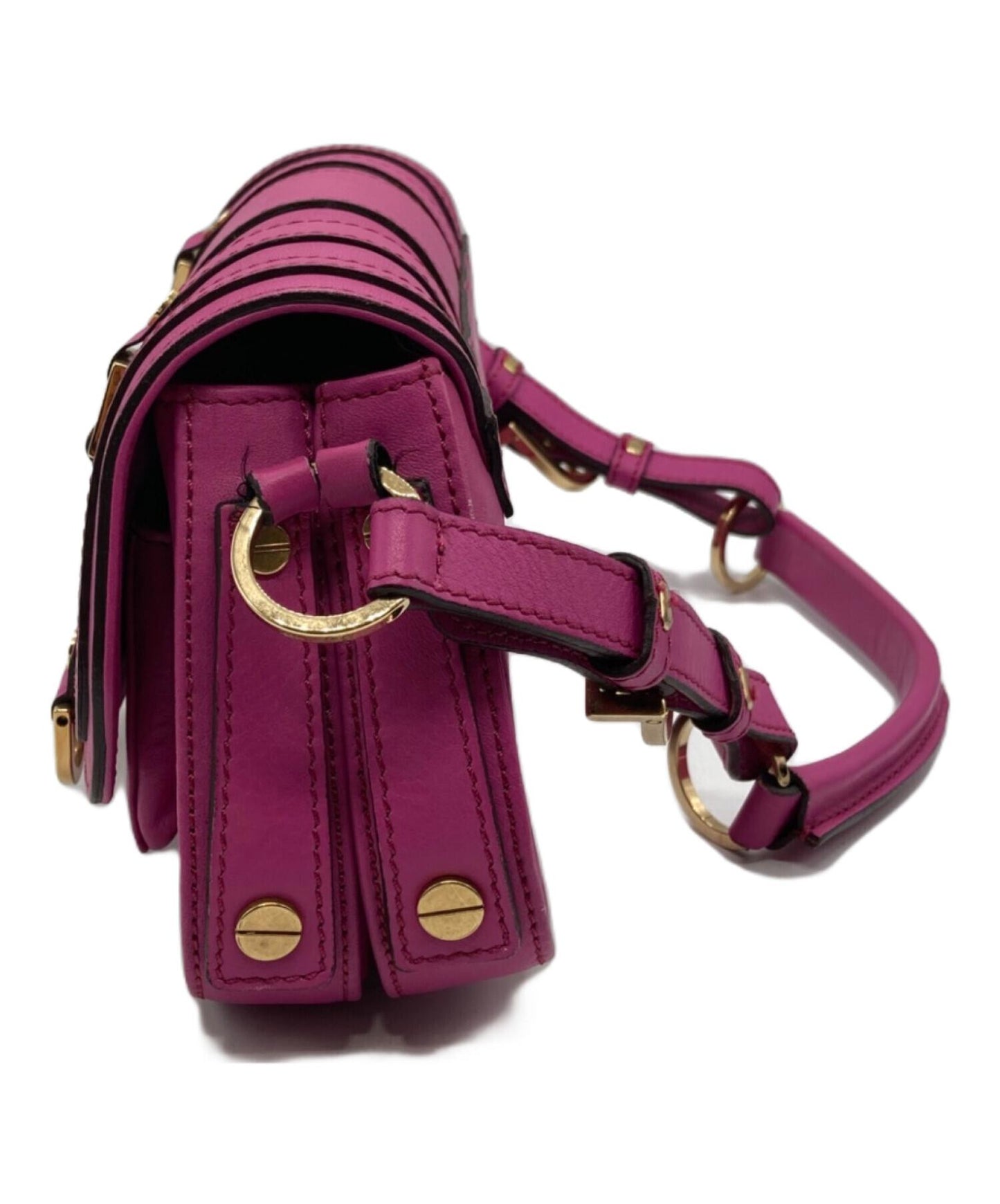 VERSACE Shoulder Bag Purse Leather Shocking Pink Authentic