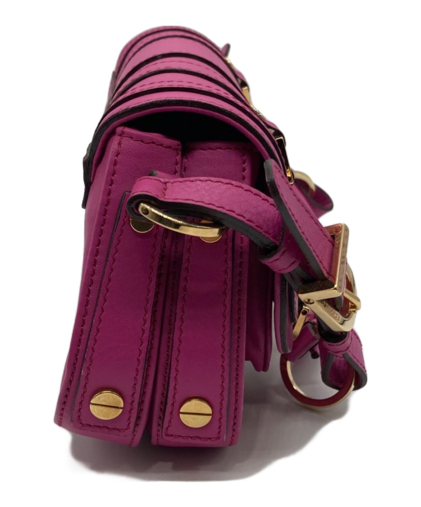 VERSACE Shoulder Bag Purse Leather Shocking Pink Authentic