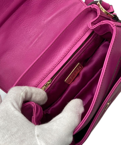 VERSACE Shoulder Bag Purse Leather Shocking Pink Authentic