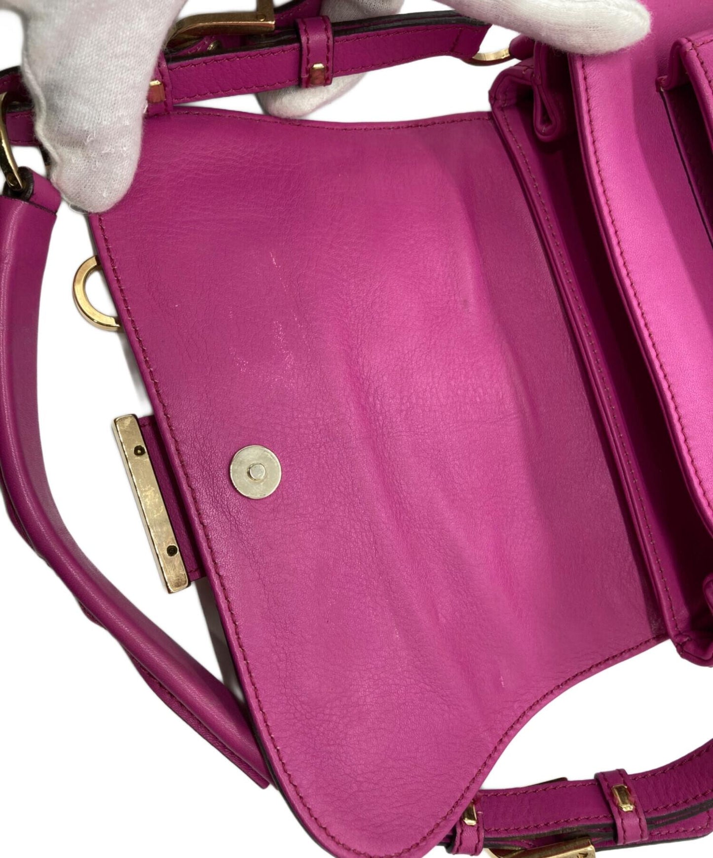 VERSACE Shoulder Bag Purse Leather Shocking Pink Authentic