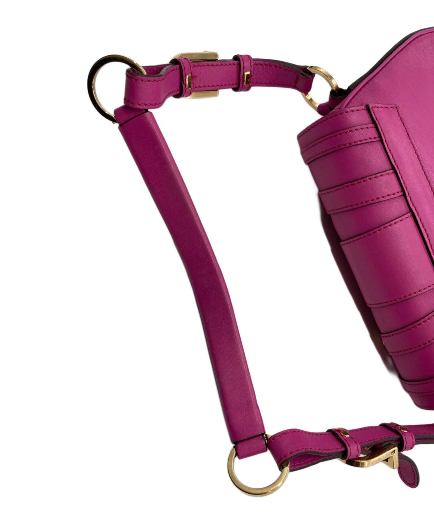 VERSACE Shoulder Bag Purse Leather Shocking Pink Authentic
